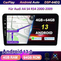 9" Für Audi A4 S4 RS4 8E 8H B6 B7 Autoradio Android 13 GPS Navi CarPlay AHD 64GB