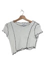 BERSHKA Cropped Shirt Damen Gr. DE 36 weiß Party-Look