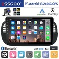 9" DAB+ Autoradio Android 13 Carplay GPS WIFI RDS 64G KAM Für Fiat 500 2007-2015
