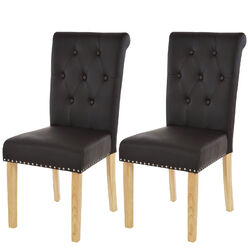 2er-Set Esszimmerstuhl Chesterfield Edinburgh II, Kunstleder coffee helle Beine