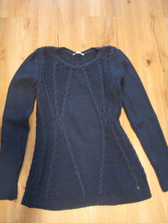 Dicker Grobstrick Pullover Zopfpulli von Esprit Gr. S dunkelblau