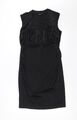 Body Flirt Damen schwarz Blumenmuster Polyester Bleistift Kleid Größe 12 Schaufelausschnitt - Spitze 