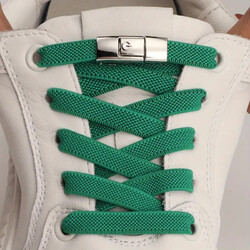 Elastische Schnürsenkel Schuh flach ohne zu binden mit Schnellverschluss Grün