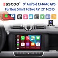 Android13 4+64G Carplay Autoradio Für Smart Fortwo 451 2011-2015 KAM GPS Navi BT