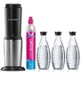 SodaStream Crystal 3.0 Wassersprudler mit 3 Glaskaraffe 1 Co2 Zylinder Schwarz