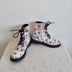 Boots  Stiefeletten  ✮ DOCKERS by GERLI ✮  Gr.38   Weiß m. Blümchenmuster  ✮TOP✮