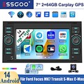 2+64G CarPlay Android 14 Autoradio GPS RDS WIFI Kam Für Ford Focus Transit C-MAX