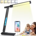 Schreibtischlampe, LCD Bildschirm Uhr Temperatur Kalender Tischlampe LED Dimmbar