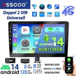Autoradio DAB DVR 2 DIN 128G Android 14 Carplay 9Zoll GPS NAVI RDS Bluetooth Kam