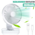 Mini Tischventilator Leise Ventilator mit 3600mAh Akku USB Fan Klein Lüfter Weiß