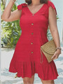 süßes rotes Sommerkleid mit Schleifen an den Schultern, ca. 50 52