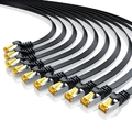 10x Primewire CAT.7 LAN-Flachbandkabel U/FTP RJ45 flexibl Verlegen Schwarz 1,0m