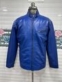 Herren Blau Lammleder Echtleder Bikerjacke Motorradfahrer Winterjacke
