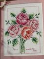 Schöne Rose Geschenkset Blumenmuster Kreuzstich Design Karte