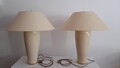 2er Set Tischlampen, beige Porzellan, H 76 cm, Ø 65 cm, incl. LED Leuchtmittel