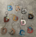 Schlüsselanhänger Epoxidharz Handmade Buchstabe D