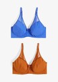 2er Pack Bügel-BH mit feinem Mesh Gr. 100 (D) Blau+Braun Damen-Unterwasche Neu*