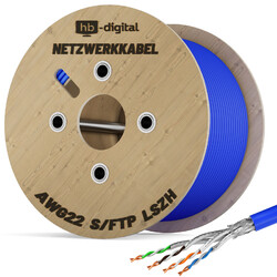 CAT8 KUPFER Netzwerkkabel S/FTP Verlegekabel AWG22 Daten Installation Kabel 500mbis 40 Gbit / 2000MHz / Brandklasse Cca / DE Händler