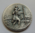 St Christophorus Plakette selbstklebend 39 mm Messing geprägt Medaille Talismann