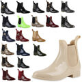 Damen Lack Stiefeletten Gummistiefel Chelsea Boots Schuhe 70510 Trendy Neu