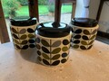 3 x Orla Kiely Keramik Vorrats-/Tee-, Kaffee-, Zuckergläser. *SEHEN SIE SICH MEINE ANDEREN AN*