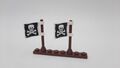 Lego 2x Piraten Flagge Fahne Schild Weiss Totenkopf 6317075 + 2 x Fahnenstange