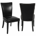 2er-Set Esszimmerstuhl Chesterfield Edinburgh, Kunstleder, schwarz, dunkle Beine
