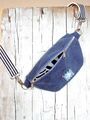 Bauchtasche, Gürteltasche, aus blauem Cordstoff