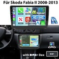 DAB+ Android 15 Carplay Autoradio 4+64G GPS WIFI RDS Für Skoda Fabia 2 2008-2013