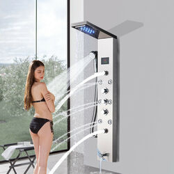Duschpaneel Edelstahl LED Wasserfall Regendusche Massage Duschsäule Duscharmatur