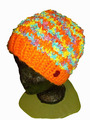 Strick-Mütze orange  Materialmix reine Handarbeit ideal unter dem Helm Rad
