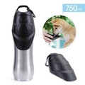 1x Edelstahl Trinkflasche für Hunde mit Trinknapf - ideal für unterwegs
