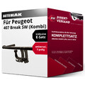 Anhängerkupplung abnehmbar + E-Satz 7pol universell für 407 Break SW (Kombi) 08-