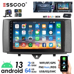 DAB+ 64G Android 13 CarPlay Autoradio NAVI WIFI KAM Für Smart Fortwo 451 2010-15