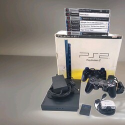 PS2 Playstation 2 Slim 1 Controller mit 7 Spiele + Eyetoy Kamera ( Bitte Lesen )