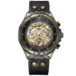 Herrenuhr Automatik, Mechanik und Vintage-Mode in Bronze Männer Uhr automatische