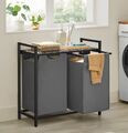 VASAGLE Wäschekorb Wäschesammler 2 Fächer mit Ablage 2 x 46 L HLB201G01