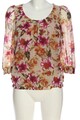 ESPRIT Langarm-Bluse Damen Bluse Gr. DE 34 wollweiß-pink-rot Casual-Look