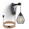 ENCOFT Wandlampe Schalter Innen Retro Schwarz Wandleuchte mit Stecker Vintage