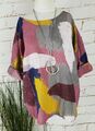 NEU ITALY SOMMER OVERSIZE LEINEN-OPTIK SHIRT BLUSE BUNT GEMUSTERT BERRYTON 40-44