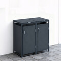 Mülltonnenbox 2-er Mülltonnenhaus Verkleidung 2 x 240 L 136x80x118cm, Stahl grau