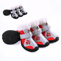 4x Wasserdicht Hundeschuhe Pfotenschutz Anti-Rutsch Winter Fleece Schuhe Socken