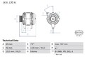 Lichtmaschine Generator Bosch für Ford C-Max Fiesta V 2007 - 2012 0986049171