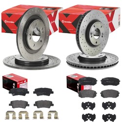 brembo XTRA BREMSSCHEIBEN + BELÄGE VORNE + HINTEN passend für HYUNDAI i40 VFVA 300x28mm // HA 284x10mm // Einschränkungen beachten