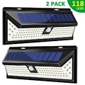 2Stück 118 LED Solarleuchte Solarlampe mit Bewegungsmelder Außen Fluter Strahler