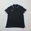 Nike Poloshirt Damen Large Schwarz Swoosh Sportbekleidung Freizeit Kurzarm