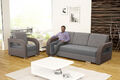 Schlafsofa Klappcouch 3-Sitzer Schlaffunktion + Bettkasten Couch Design Sofa