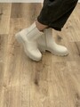 Boots Stiefel Chelsea Style CREME mit Reißverschluss versch. Größen (La)