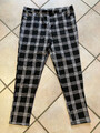 NEU DAMEN-KARO-SUPER-STRETCH-HOSE/WIE LEGGINGS GR.46 SCHW./WEIß SCHOTTEN-MUSTER