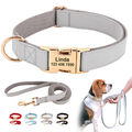 Personalisiertes Hundehalsband und Hundeleine Leder & Nylon mit Namen Gravur S-L